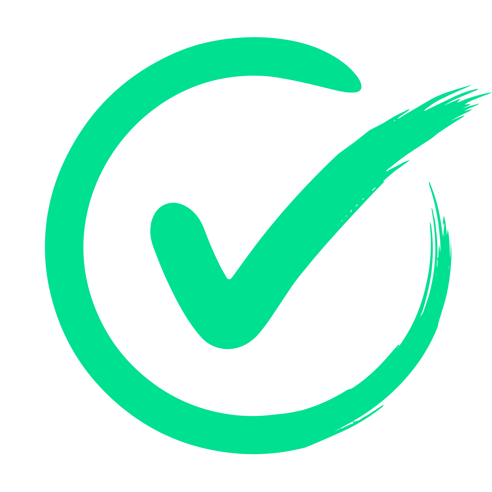 Green check mark on a white background
