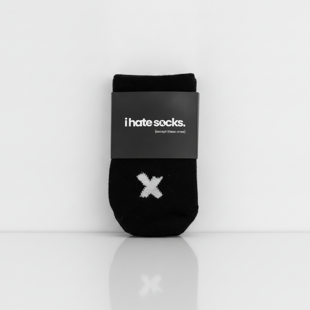 Black seamless socks with no heel